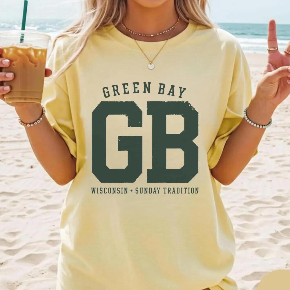 Green Bay GB Football Wisconsin Sunday Tradition Retro Game Day Midwest Tee